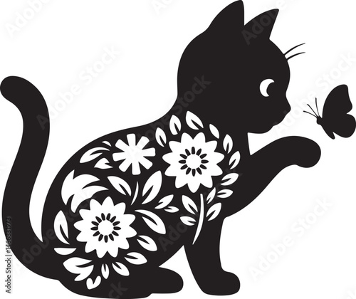 Curious Cat on the Windowsill Silhouette

Sleek Cat with Raised Tail Vector Design

Playful Kitten Pouncing Silhouette

Black Cat in the Moonlight Vector Art

Sleeping Cat with Curled Tail Silhouette