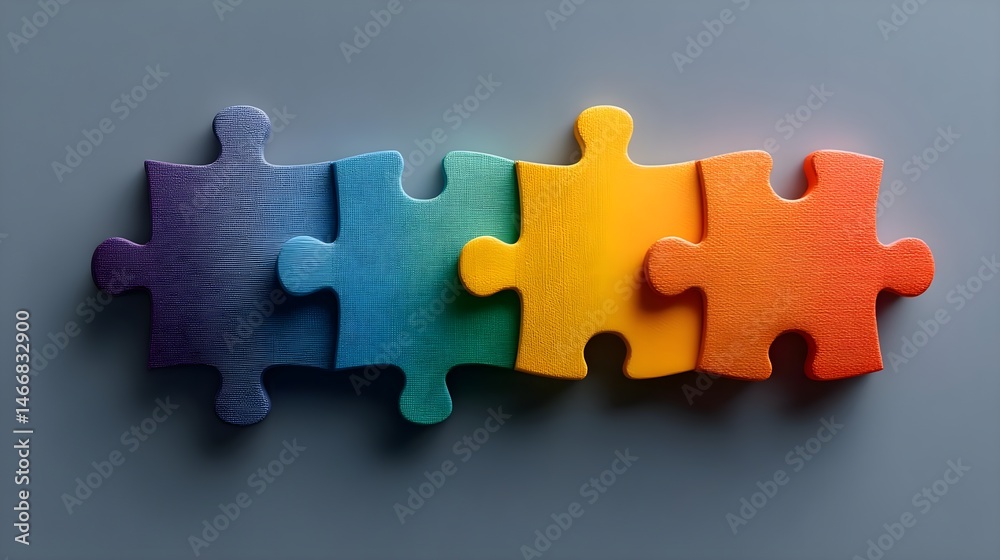 Obraz premium Colorful puzzle pieces symbolizing unity and diversity