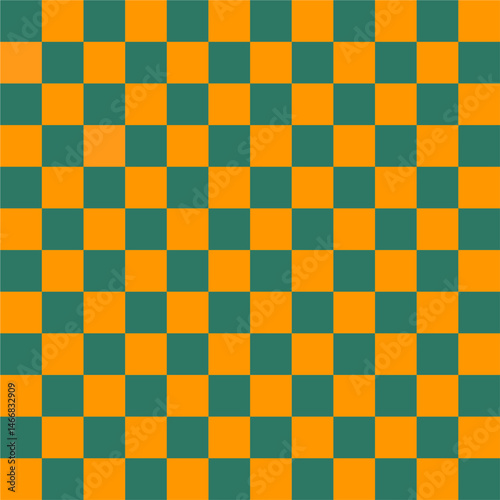 Classic Chequered Background with Orange and Teal Alternating Squares