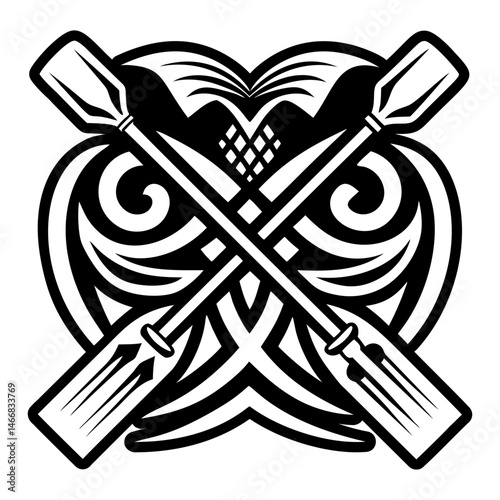 A glyph style icon of oars tattoo