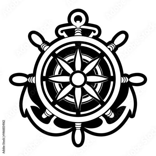 A glyph style icon of rudder tattoo