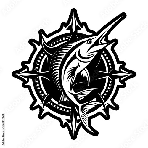A glyph style icon of swordfish symbol