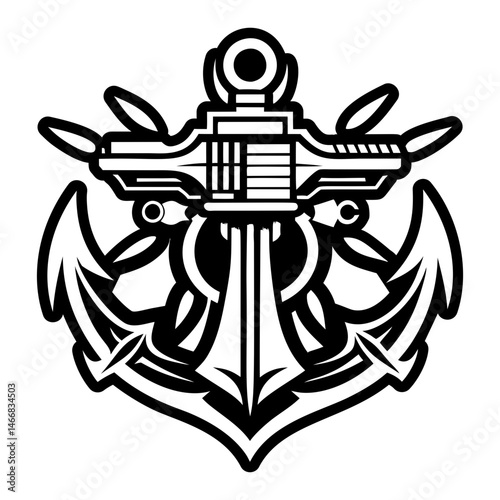 A filled style icon of boat anchor symbol
