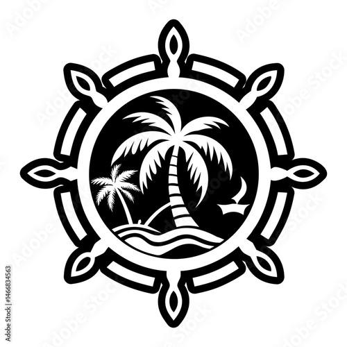A solid style icon of palm tree tattoo