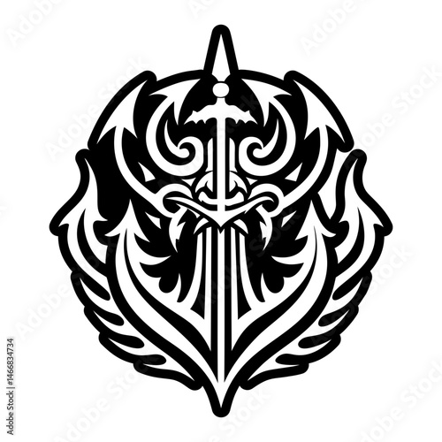A filled style icon of poseidon trident symbol