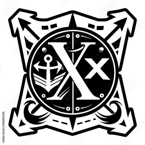 A glyph style icon of treasure map tattoo