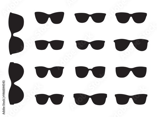 Set of sunglasses silhouette vector collection