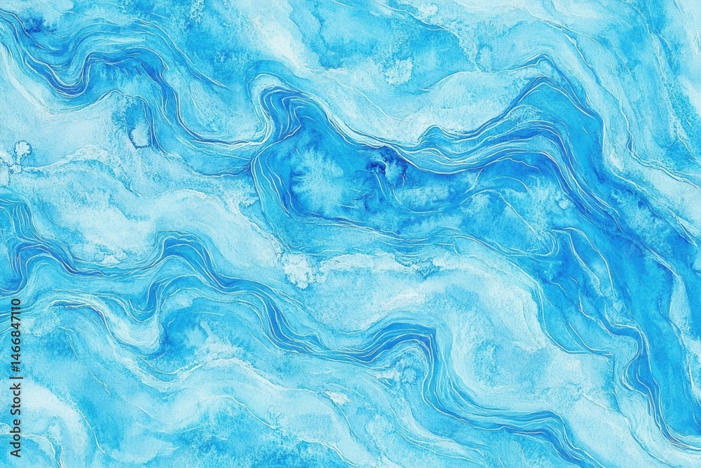 Abstract blue watercolor painting featuring wavy lines and textures in a top down view for artistic backgrounds Abstract blue watercolor painting featuring wavy lines and textures in a top down view for artistic backgrounds