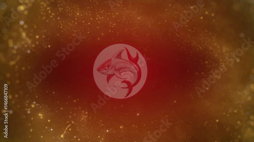 Red background with gold light sprinkles