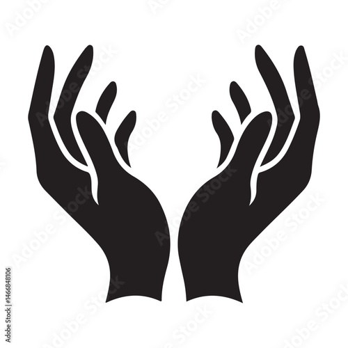 Hands Reaching Upward Silhouette Vector Graphic Symbolizing Offering or Help