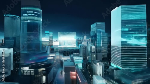 Futuristic Cityscape at Night - Sleek Modern Architecture, 4K.