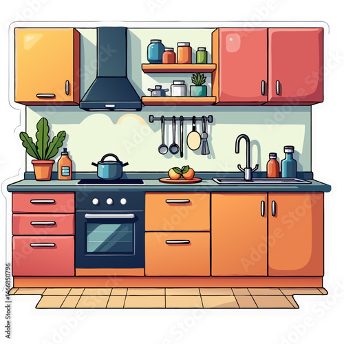 Modern kitchen interior vector illustration