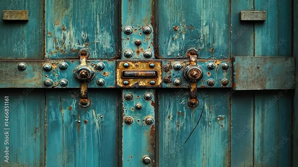 Closeup teal rusty metal door texture Closeup teal rusty metal door texture