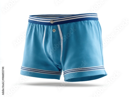 Blue boxer shorts with stripes isolated on white background