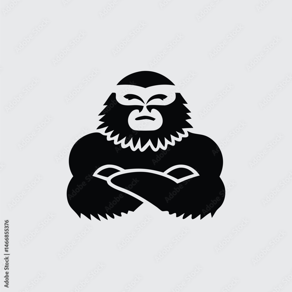 Obraz premium Crossed Arms Bearded Character Illustration – Vector Graphic for Mascot or Logo