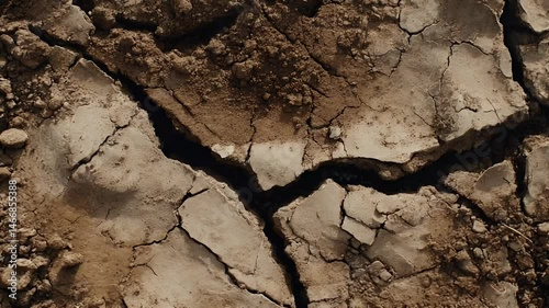 Cracked earth surface showcasing drought effects in a barren landscape, highlighting environmental challenges and resilience