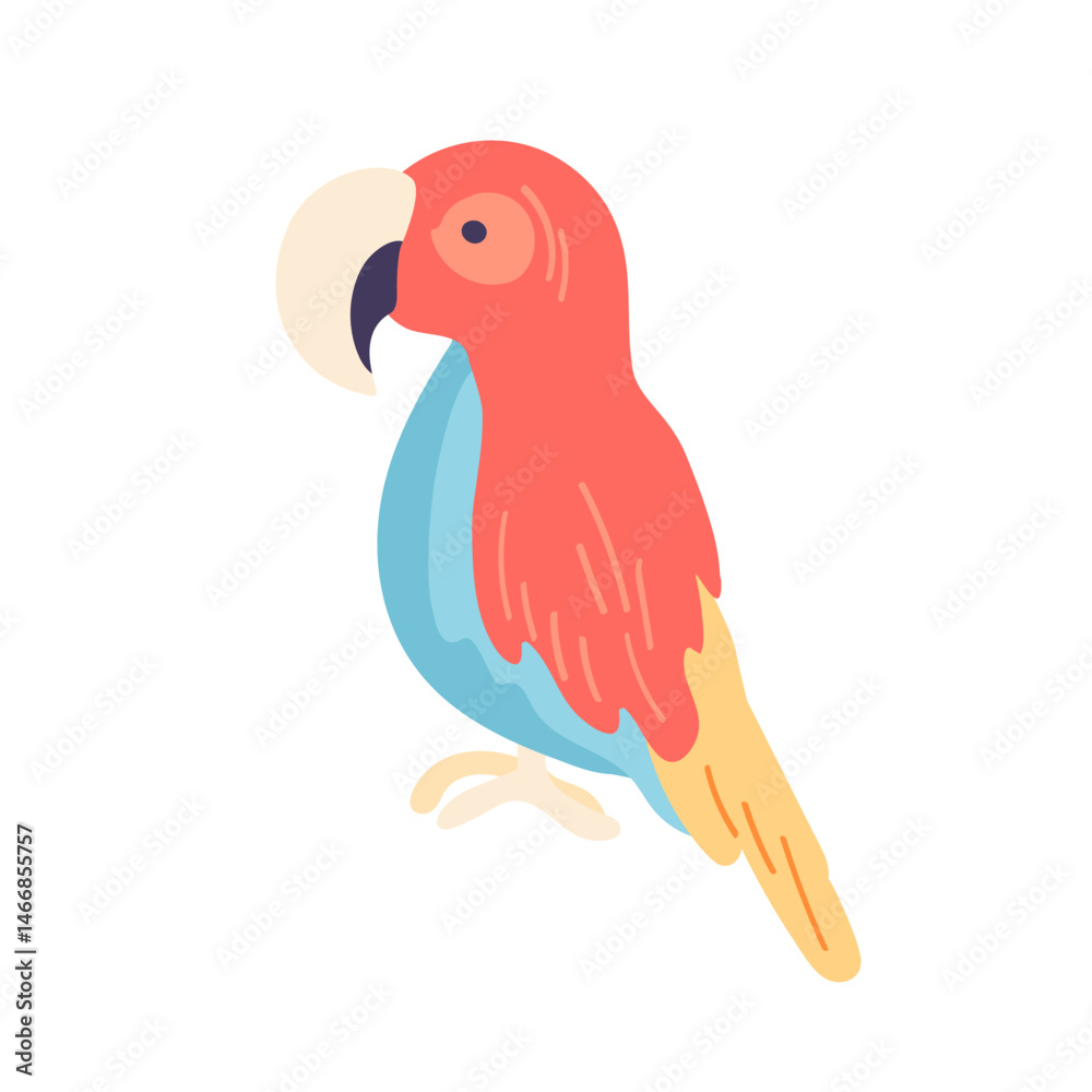 Fototapeta premium Vector hand drawn illustration in simple hand drawn modern style. Cute parrot isolated on white.