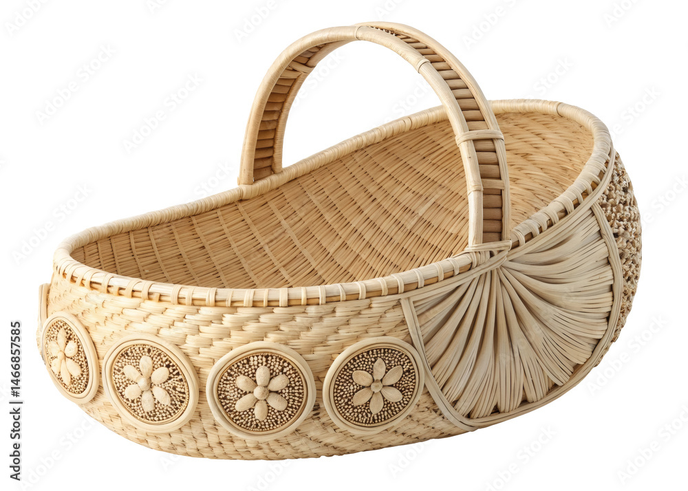 Fototapeta premium woven basket isolated on transparent background.
