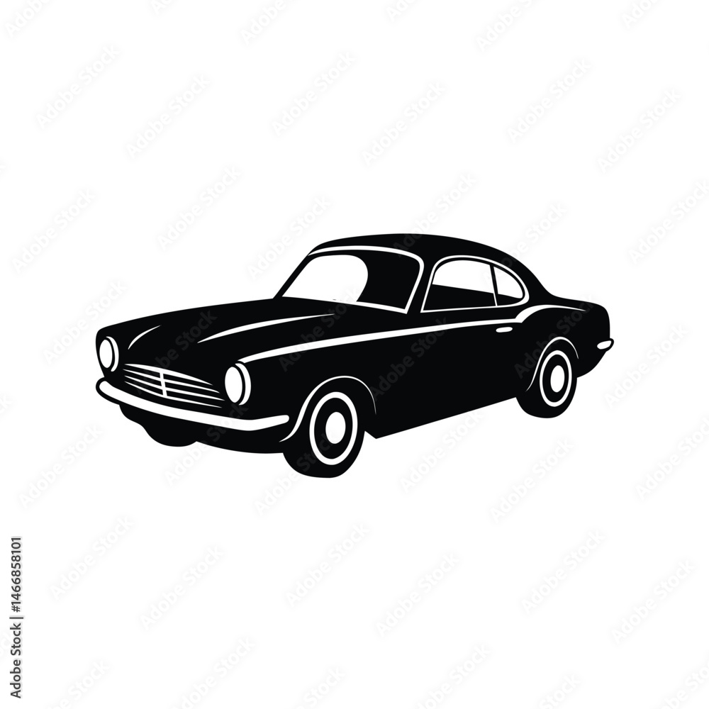Fototapeta premium Classic Car Yellow Vector Silhouette
