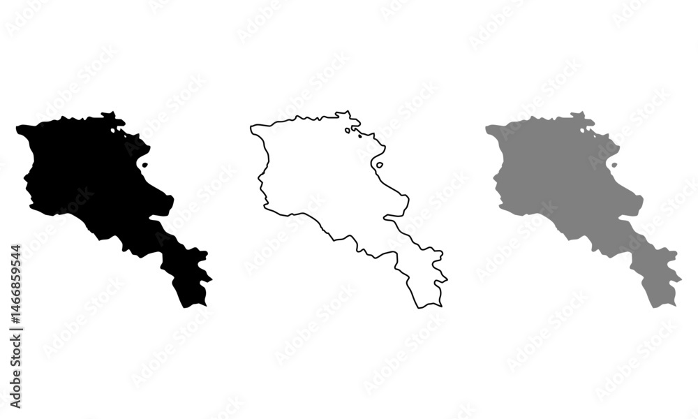 Fototapeta premium armenia map vector set on white background. Map in various style outline, black, and gray