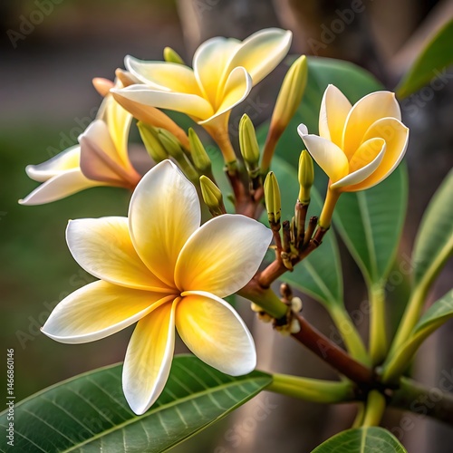 yellow frangipani flower