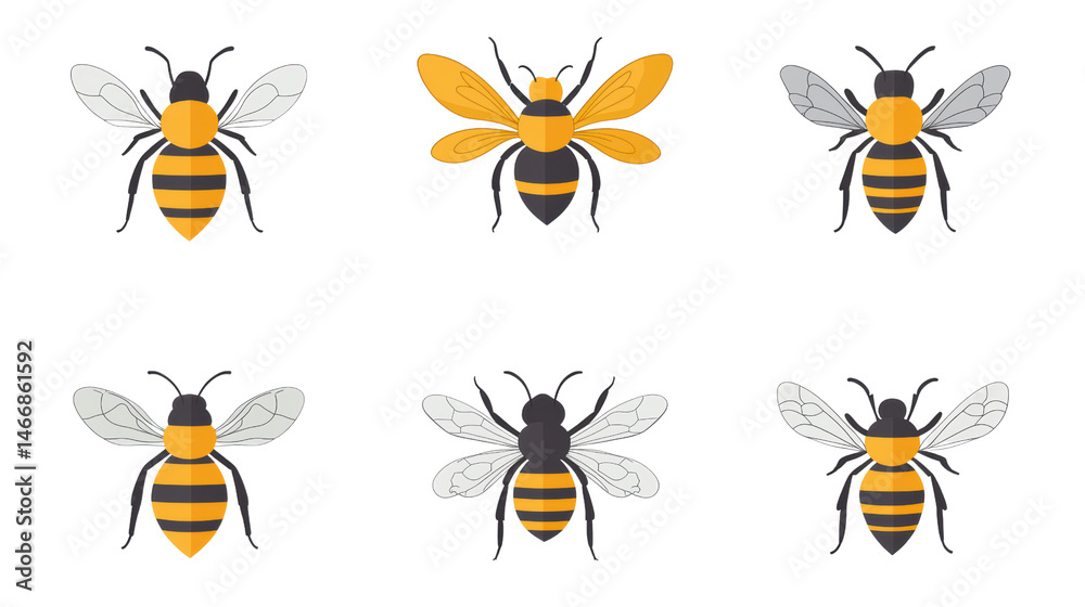 Colorful bees buzzing around in a vibrant design. Colorful bees buzzing around in a vibrant design.