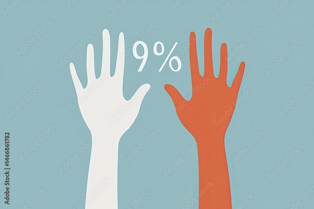 Obraz premium Two hands raised, 9%