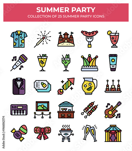 Summer Party Icons Collection. 25 Fun & Festive Designs