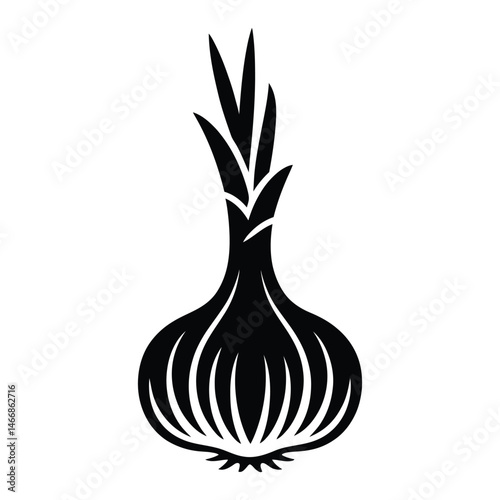 Elephant Garlic Silhouette, Vector, Illustration, Icon, Logo, White Background.