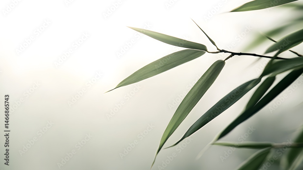 Obraz premium Serene Green Bamboo Leaves Nature s Tranquility in Soft Light