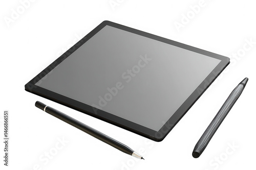 Digital graphic tablet with stylus isolated on white backgroun generative AI