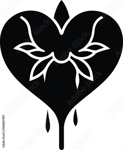 Bleeding Heart Flower Icon Silhouette Vector Illustration