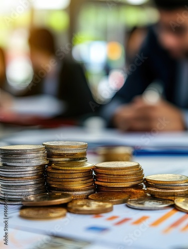 Monetary stacks visualizing economic growth in a dynamic business environment