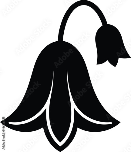 Bluebell Flower Icon Silhouette Vector Illustration