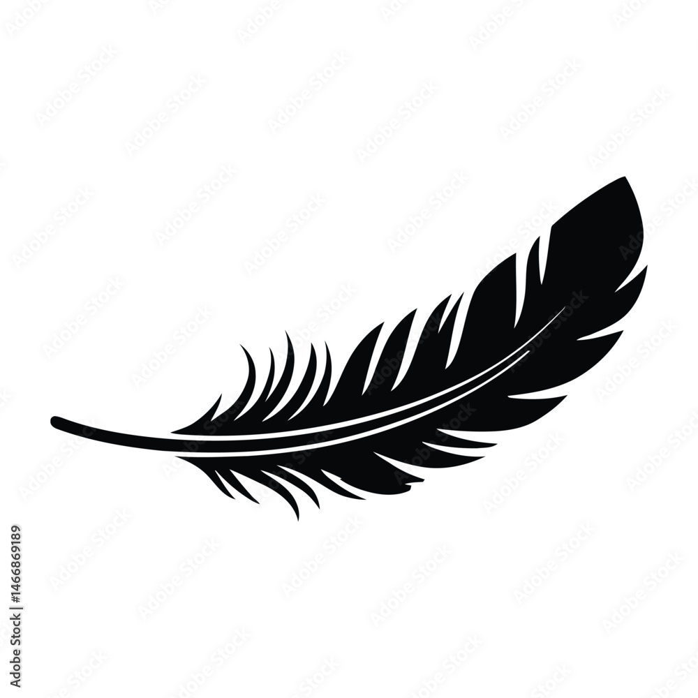 Fototapeta premium Gift Card Feather Silhouette, Vector, Illustration, Icon, Logo, White Background.