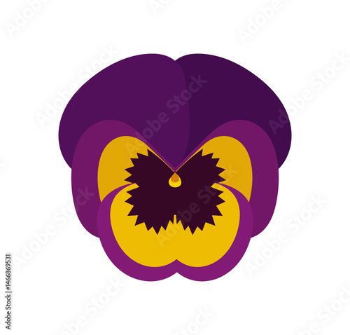 Obraz na płótnie Pansy flower illustration on transparent background. Cute flower flat design element. PNG illustration. w salonie