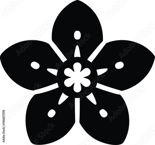 Chinese Forget Me Not Flower Icon Silhouette Vector Illustration