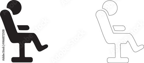 Man sitting in a chair. Vector sign.