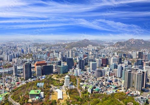 Obraz na płótnie Seoul urban landscape - Dongja-dong and Hoehyeon-dong w salonie