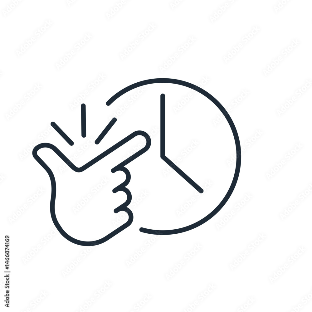 Fototapeta premium Hand and hands of a clock. Control, manage time.Vector linear icon illustration isolated on white background. 