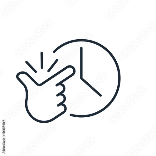  Hand and hands of a clock. Control, manage time.Vector linear icon illustration isolated on white background. 