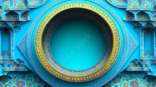 Wallpaper Mural Intricate Islamic Art Illustration Shows Geometric Patterns and Floral Motifs in Turquoise Torontodigital.ca