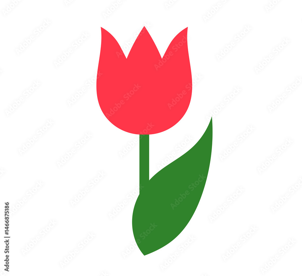 Tulip flower icon. Red cute spring little tulip. PNG illustration.