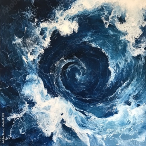 Abstract whirlpool of churning ocean depths