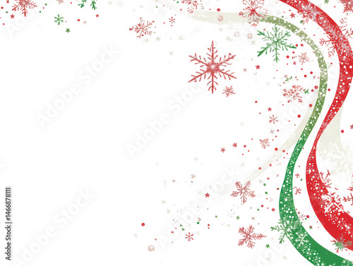 Snowflakes and ribbons design on transparent background