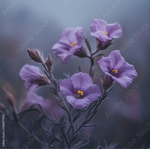 Obraz na płótnie image of cistus creticus purple flower, and its reflection, minimal, atmospheric and creative fine art photography w salonie