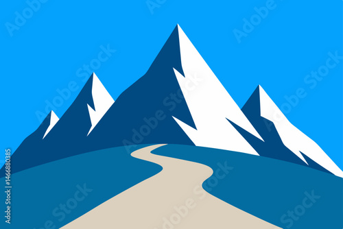 alpine ridge path with jagged peaks under a crisp .svg
