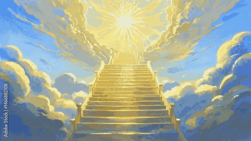 Gilded Ascent: Watercolor Radiance golden staircase isolated vector illustration svg