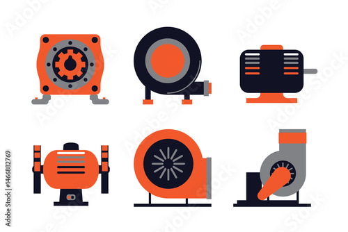 Industrial Machine Set vector illustration	