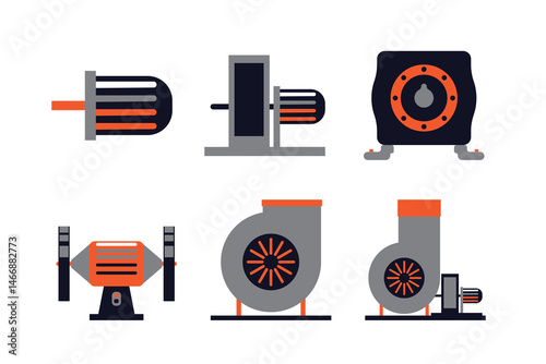 Industrial Machine Set vector illustration	